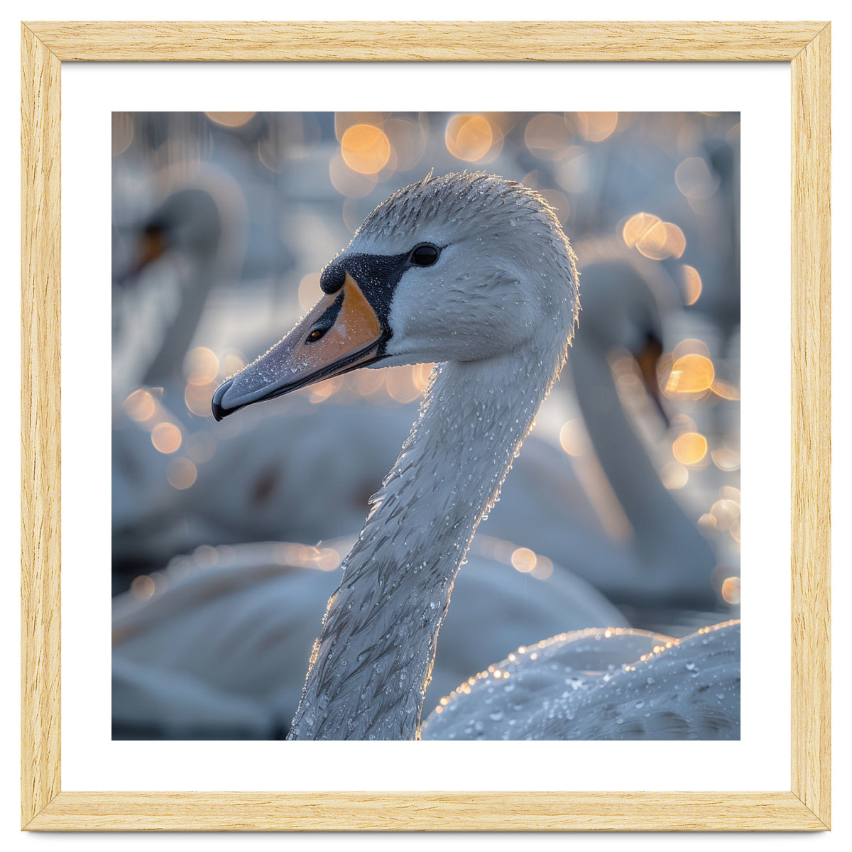 Majestic Swan Close Up With Water Droplets