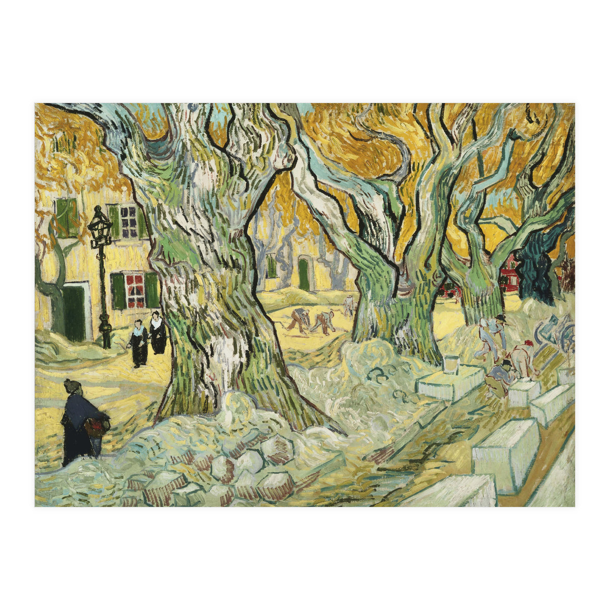 VINCENT VAN GOGH: The Road Menders. Date/Period: 1889. Painting. Oil on canvas. (Print Only)