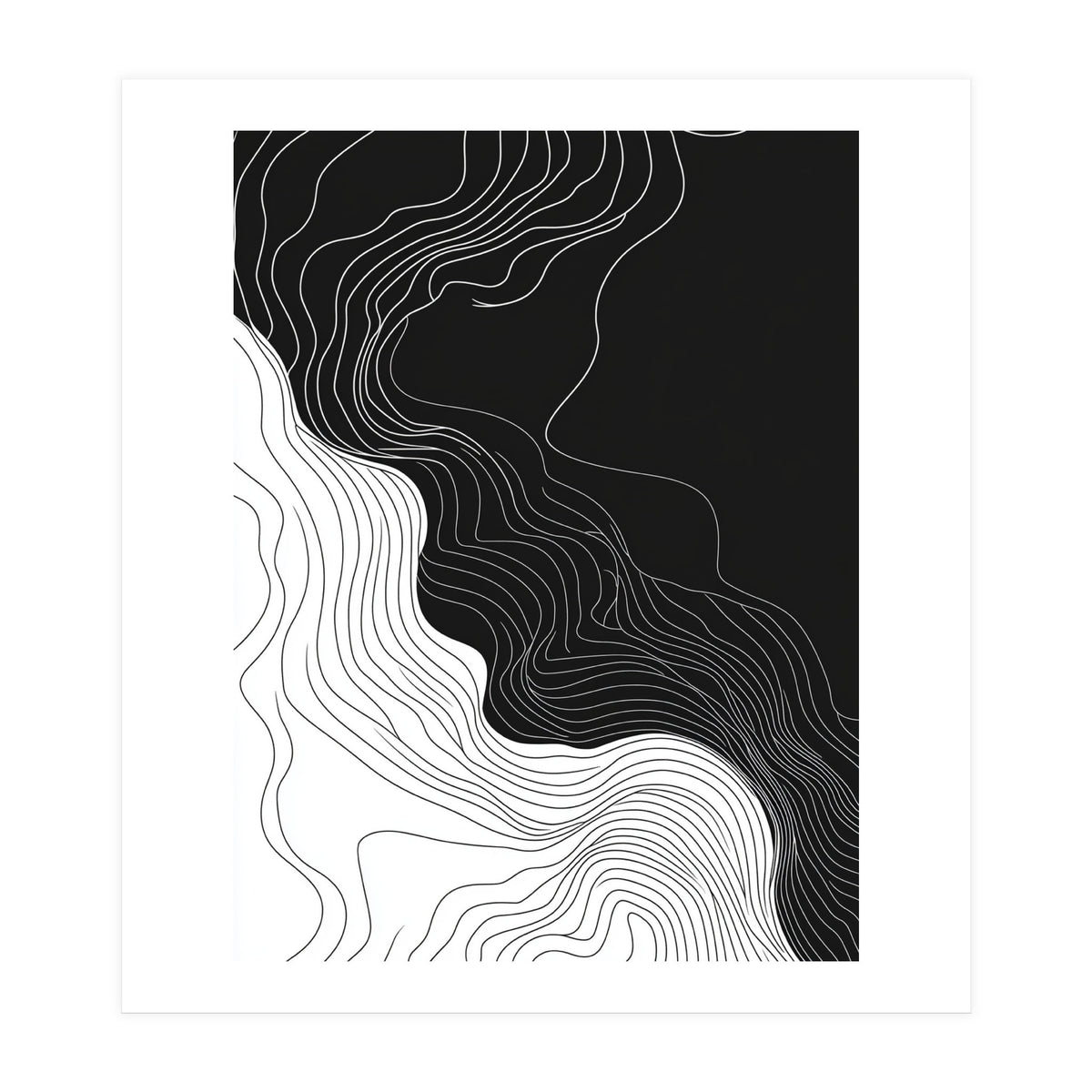 Abstract Black And White Wavy Lines Flowing  (Print Only)