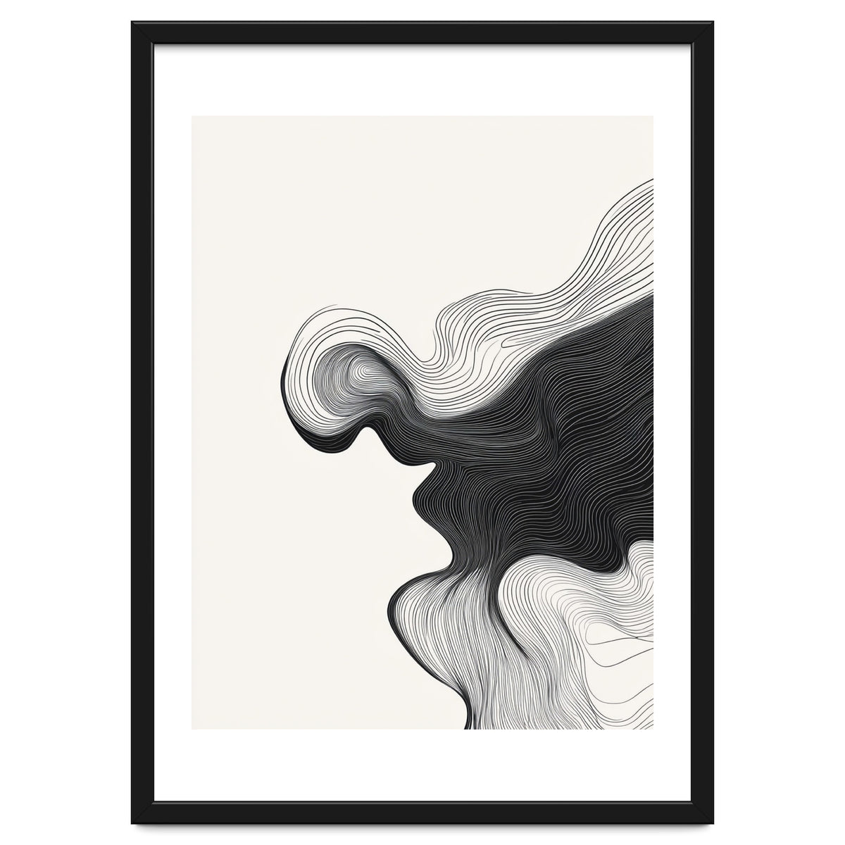 Abstract Black And White Wavy Lines Flowing Organic Shape