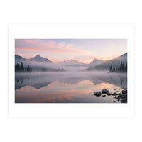 Misty Morning Reflection: Serene Alpine Lake (Print Only)
