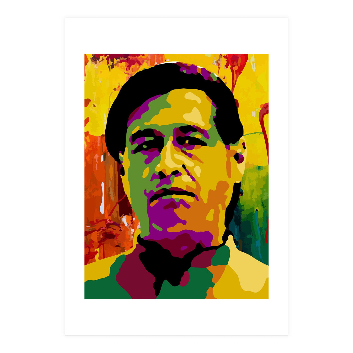 Cesar Chavez Colorful Abstract Art (Print Only)