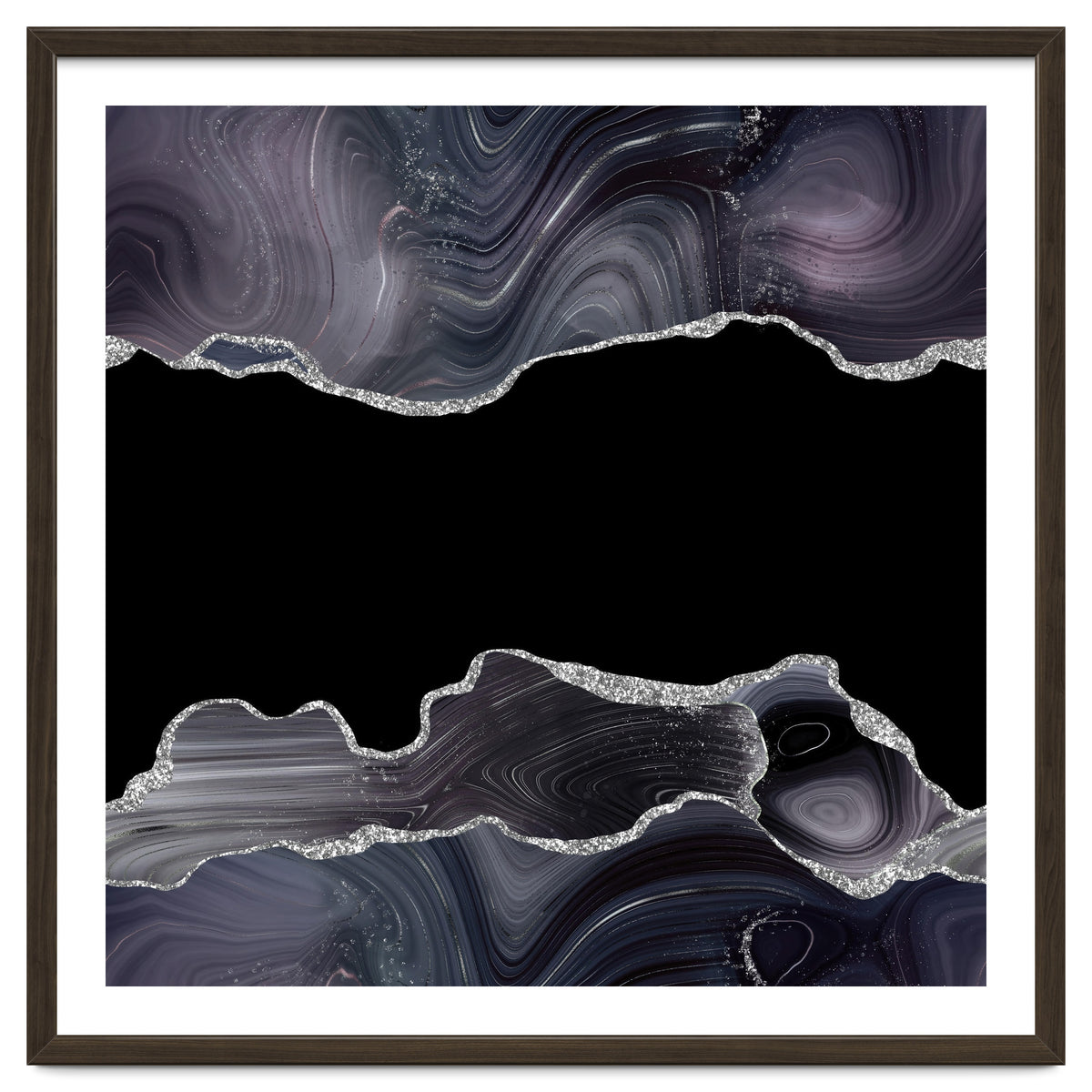 Black & Silver Glitter Agate Texture 03