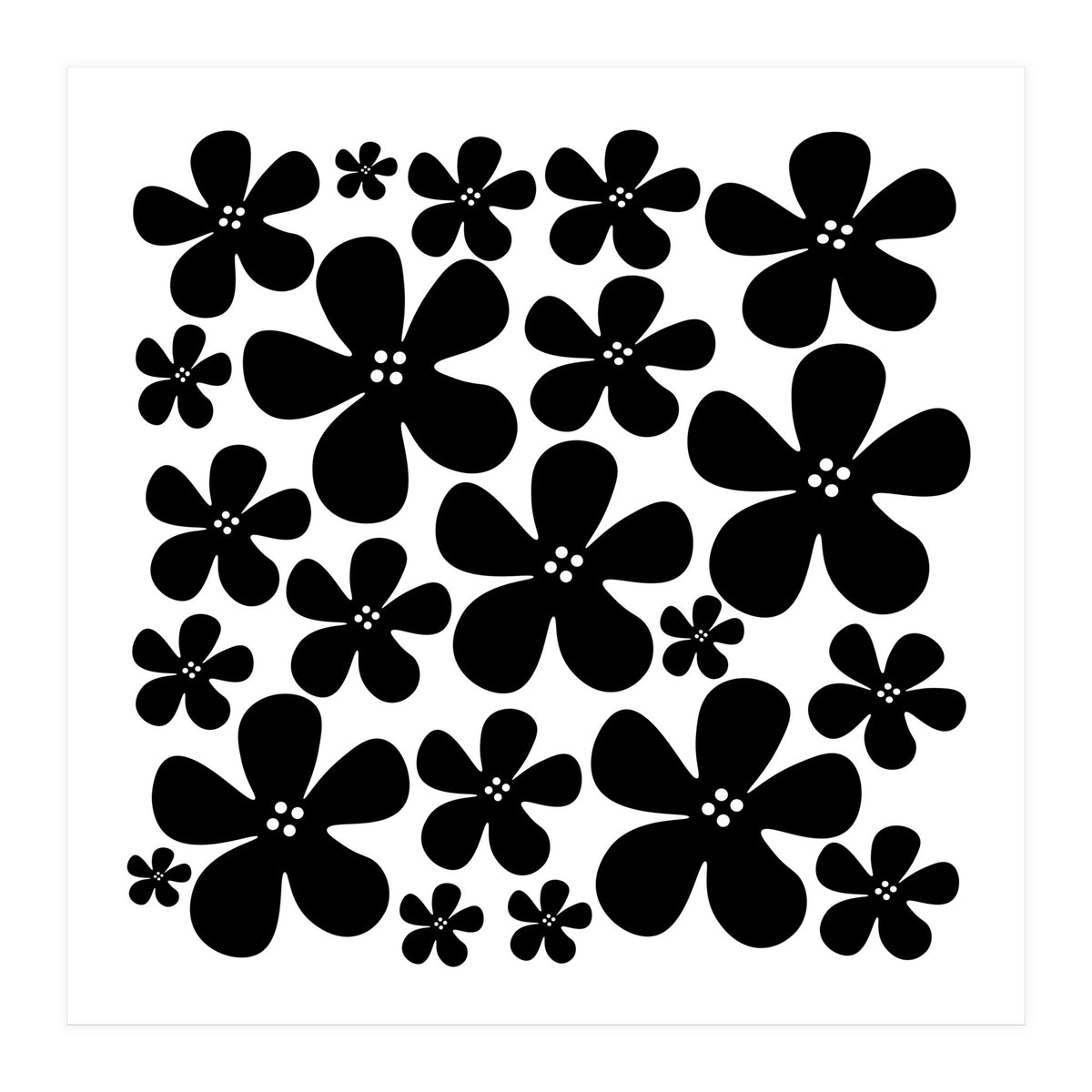 Black Flowers Pattern (Print Only)