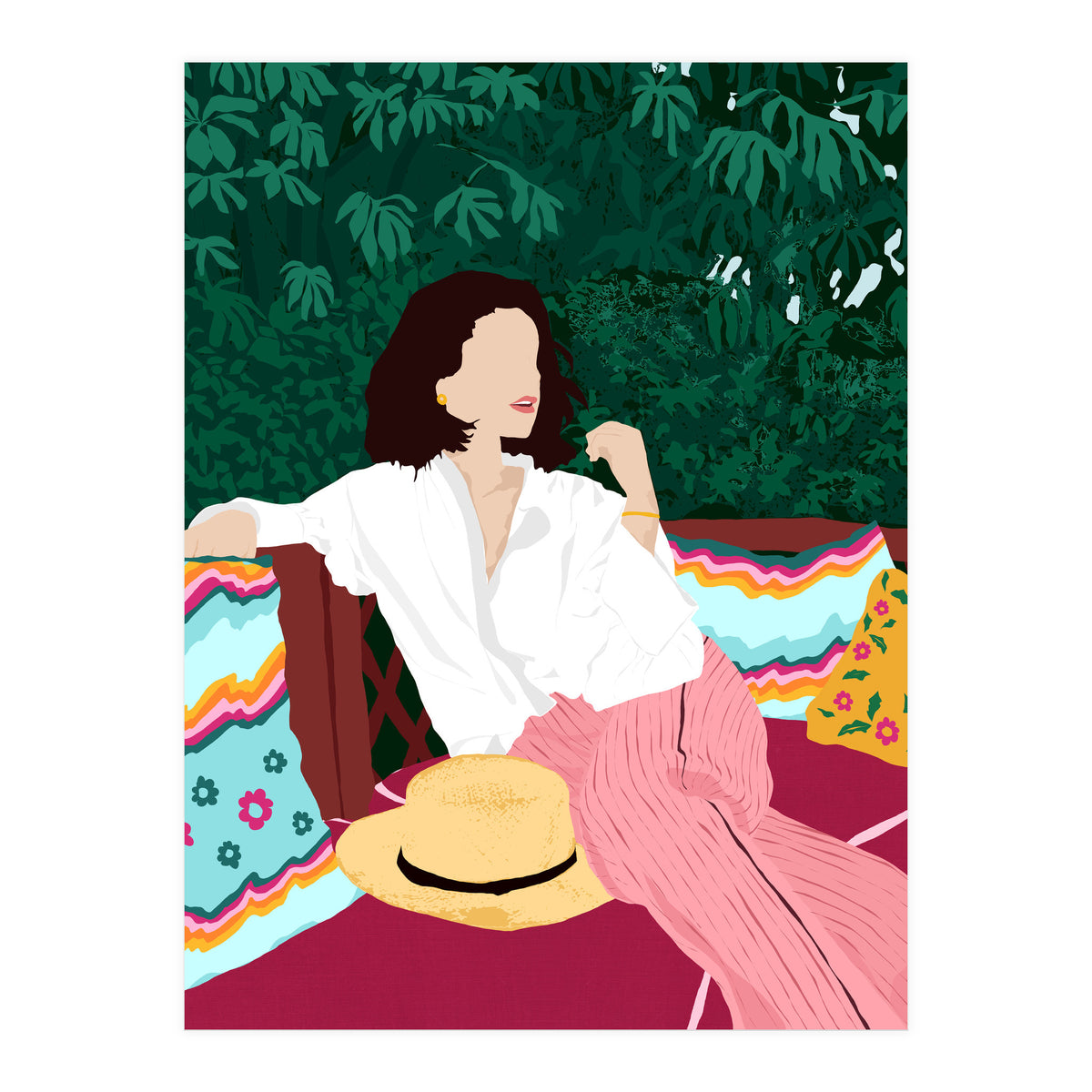 Bohemian Soul, Modern Boho Woman Decor Self Love, Self Care Portrait Fashion Patio Style Garden (Print Only)