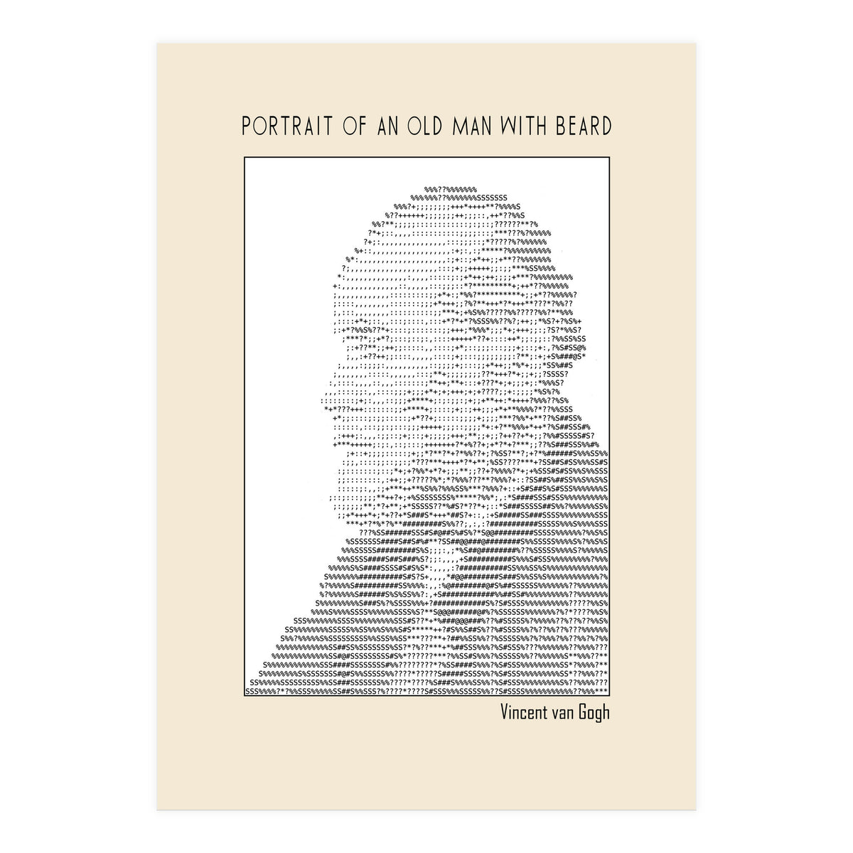 Portrait Of An Old Man With Beard – Ascii Art (vincent Van Gogh) (Print Only)