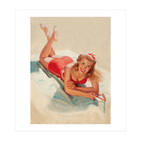 Pinup Girl Posing On A Beach (Print Only) thumbnail