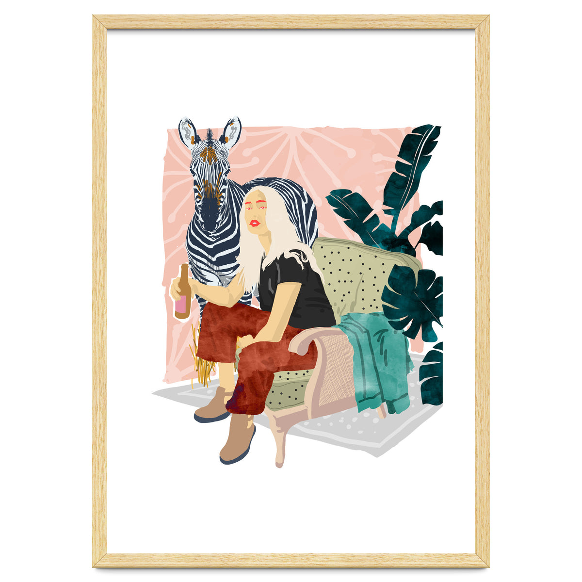 Zebra Hangout | Wildlife Urban Jungle Décor | Banana Leaves Monstera Plant Lady Fashion