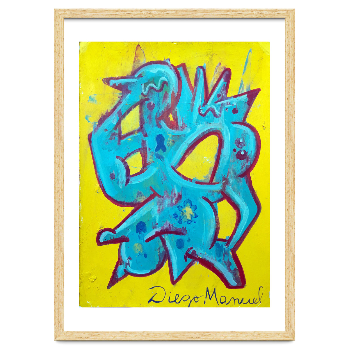 Forma Celeste Sobre Amarillo