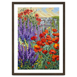 Vibrant Summer Poppy and Lavender Garden Oil Painting thumbnail