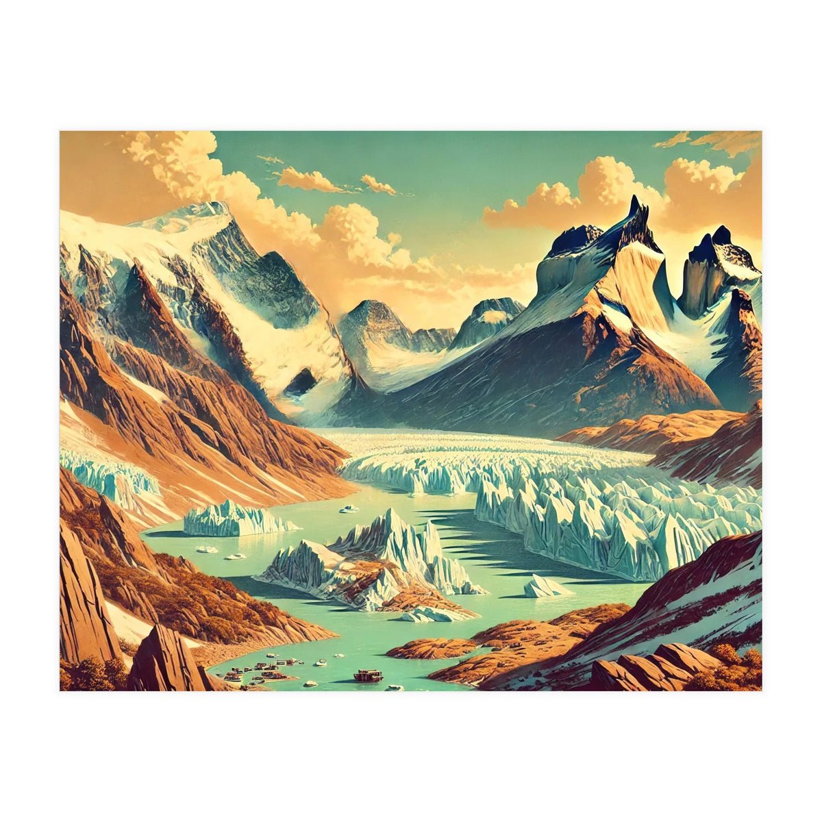 Vintage Argentina, Patagonia Glaciers Poster (Print Only)