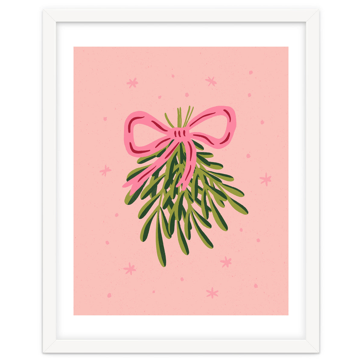 Mistletoe And Pink Bow