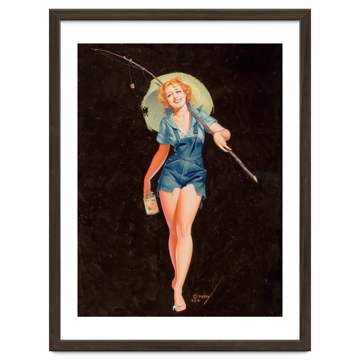 Happy Pinup Girl With A Fishing Stick