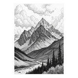 Majestic Alpine Mountain Range Sketch (Print Only) thumbnail