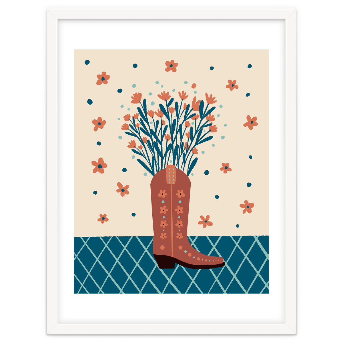 Mocha Cowboy boot with flowers