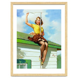 Pinup Sexy Girl Setting Up The Antenna On The Roof thumbnail