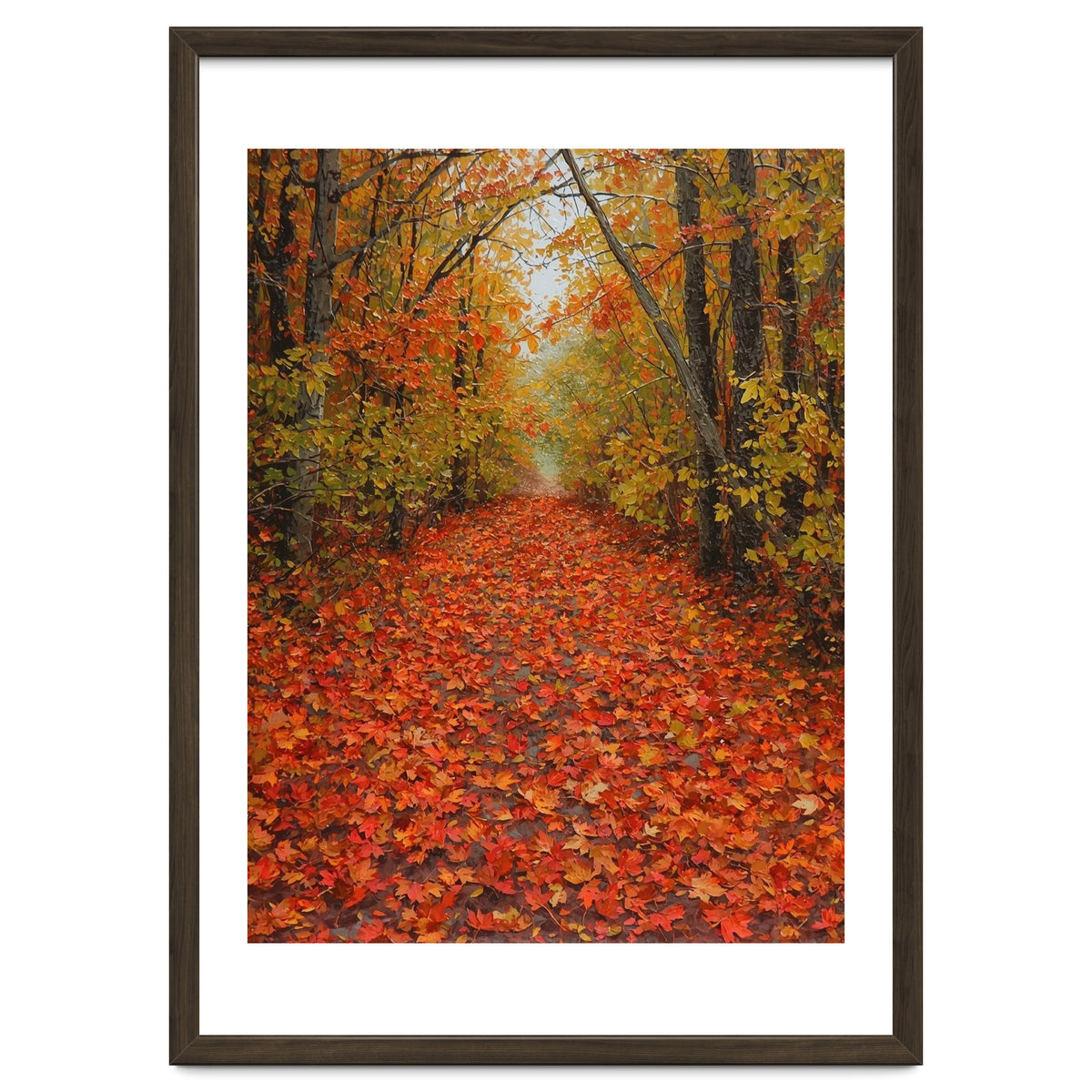 Lush Autumn Forest Path Covered