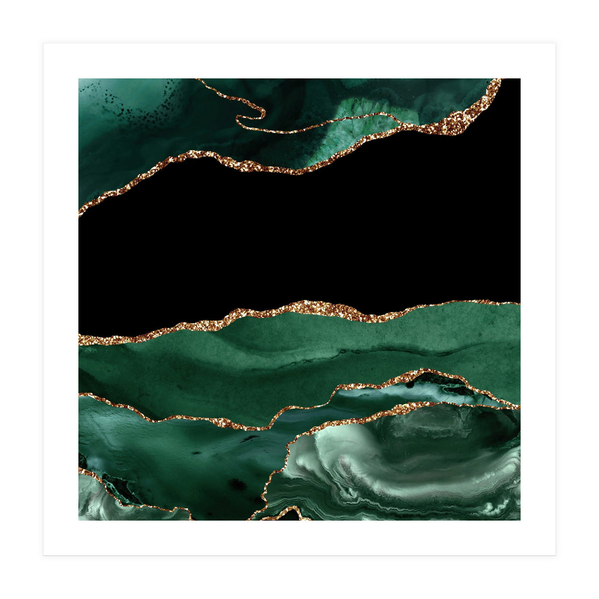 Emerald & Gold Agate Texture 01  (Print Only)