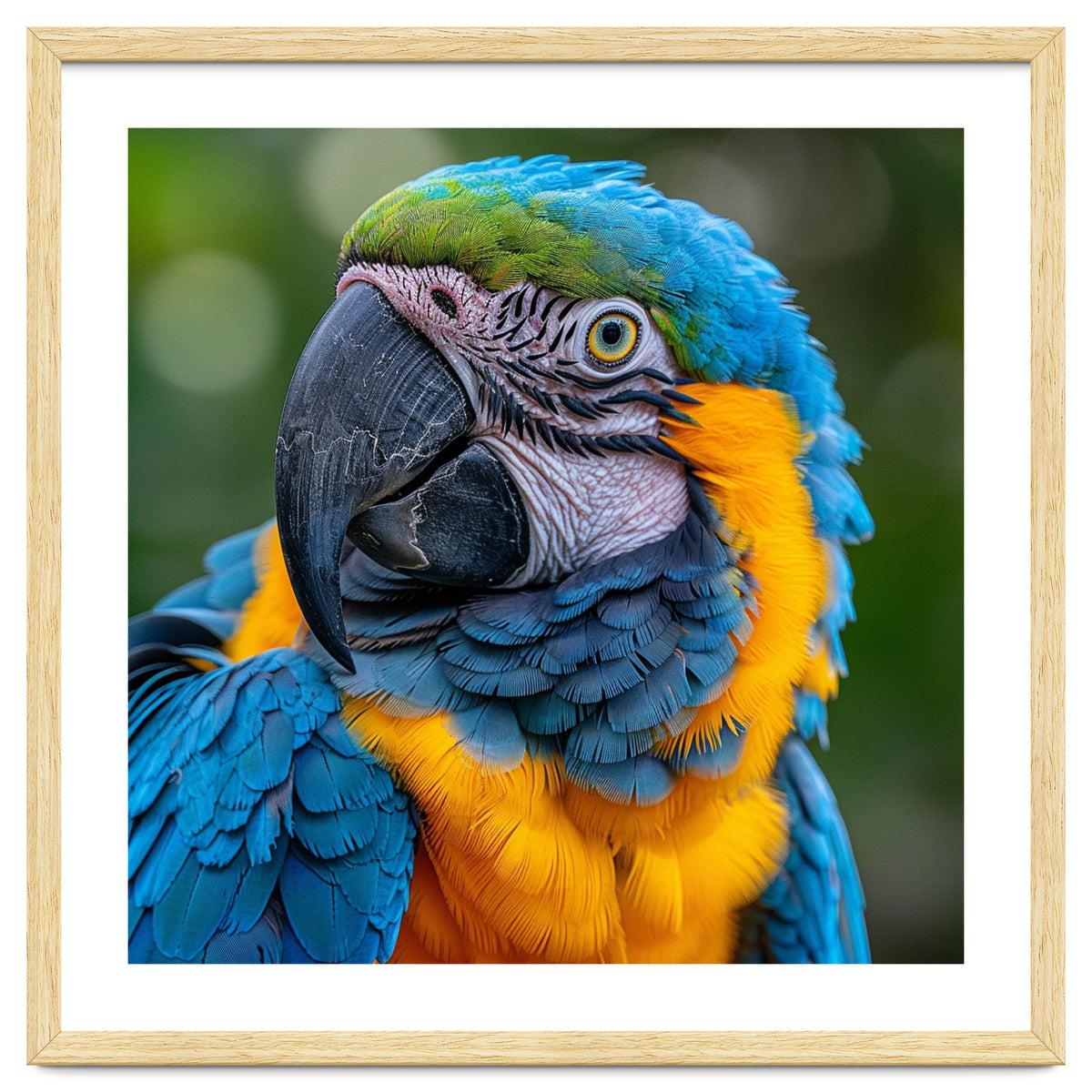 Close Up Blue And Yellow Macaw Parrot Face