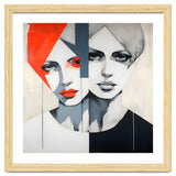 CHIC, Fashion in it's simplist form, two chic women head and shoulders portrait. thumbnail