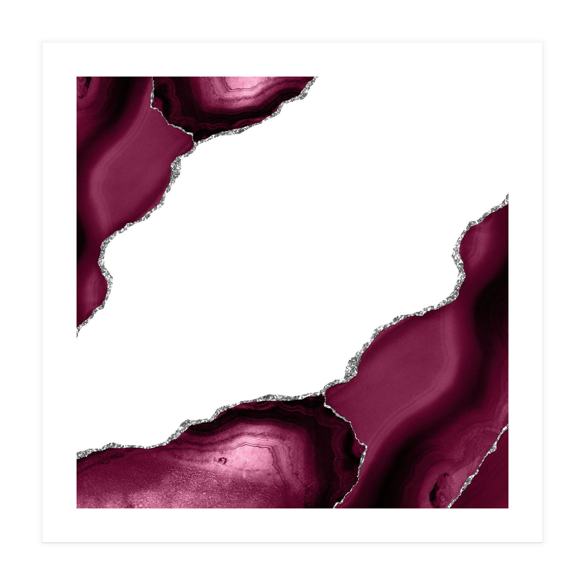Burgundy & Silver Agate Texture 08  (Print Only)