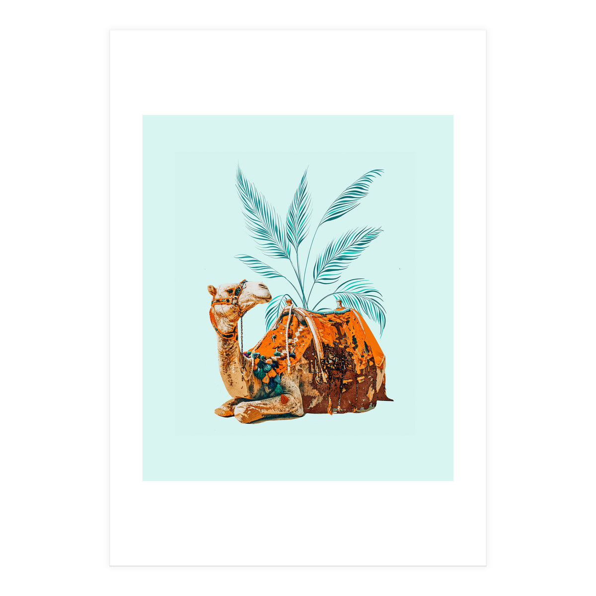 Camel Ride, Modern Bohemian Eclectic Animals, India Culture Travel Palm Desert Painting (Print Only)
