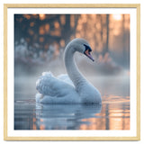 Serene White Swan Gliding On Misty Water thumbnail