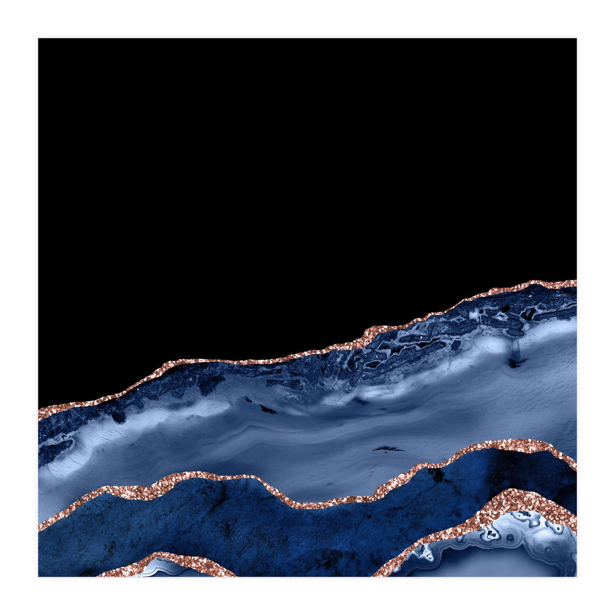 Navy & Rose Gold Agate Texture 17  (Print Only)