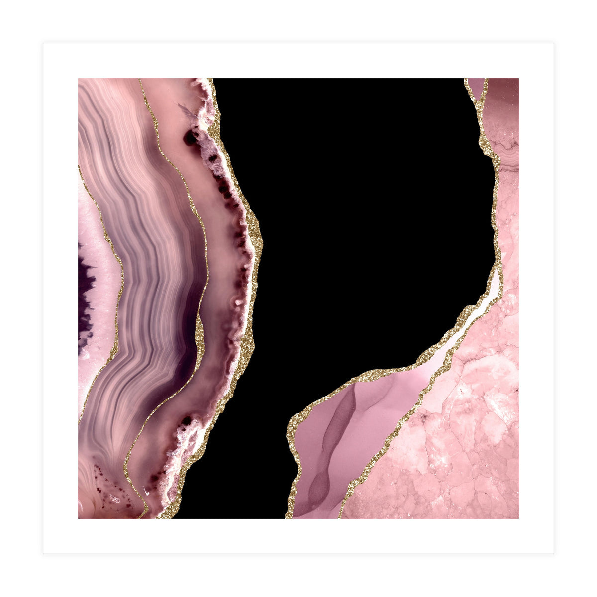 Blush & Gold Agate Texture 01  (Print Only)