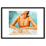 Mi Bebida Por Favor | Modern Bohemian Woman Summer Swim | Swimming Pool Watercolor Fashion Painting thumbnail