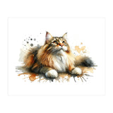 Majestic Cat With Watercolor Splashes (Print Only) thumbnail