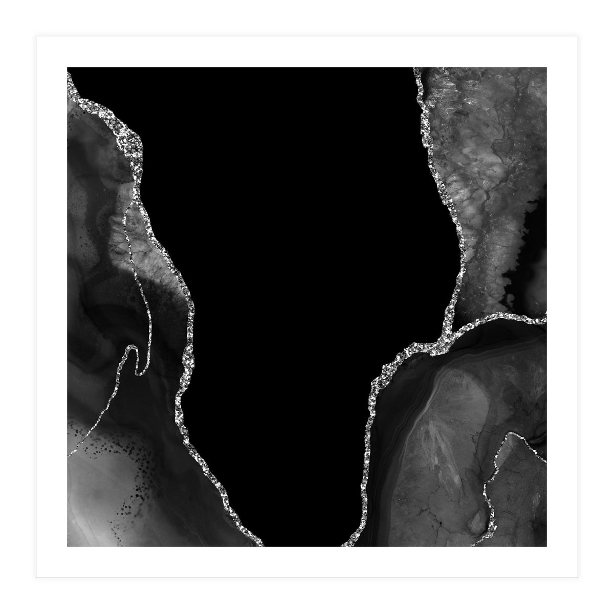 Black & Silver Agate Texture 03 (Print Only)