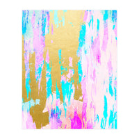 Meraki, Abstract Gold Painting, Colorful Graphic Design, Golden Pink Blue Eclectic Luxe Illustration (Print Only)