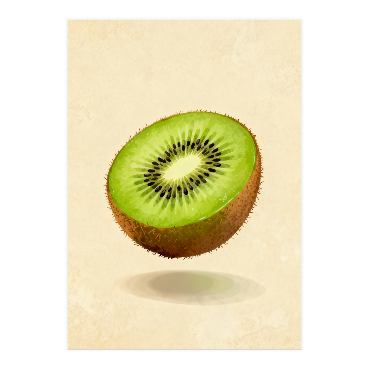 Kiwi Slice, Watercolor Fruit, Fresh Green Art (Print Only)