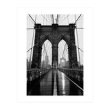Brooklyn Bridge Black and White, Moody NYC Architecture, Rainy Urban Photography (Print Only) thumbnail