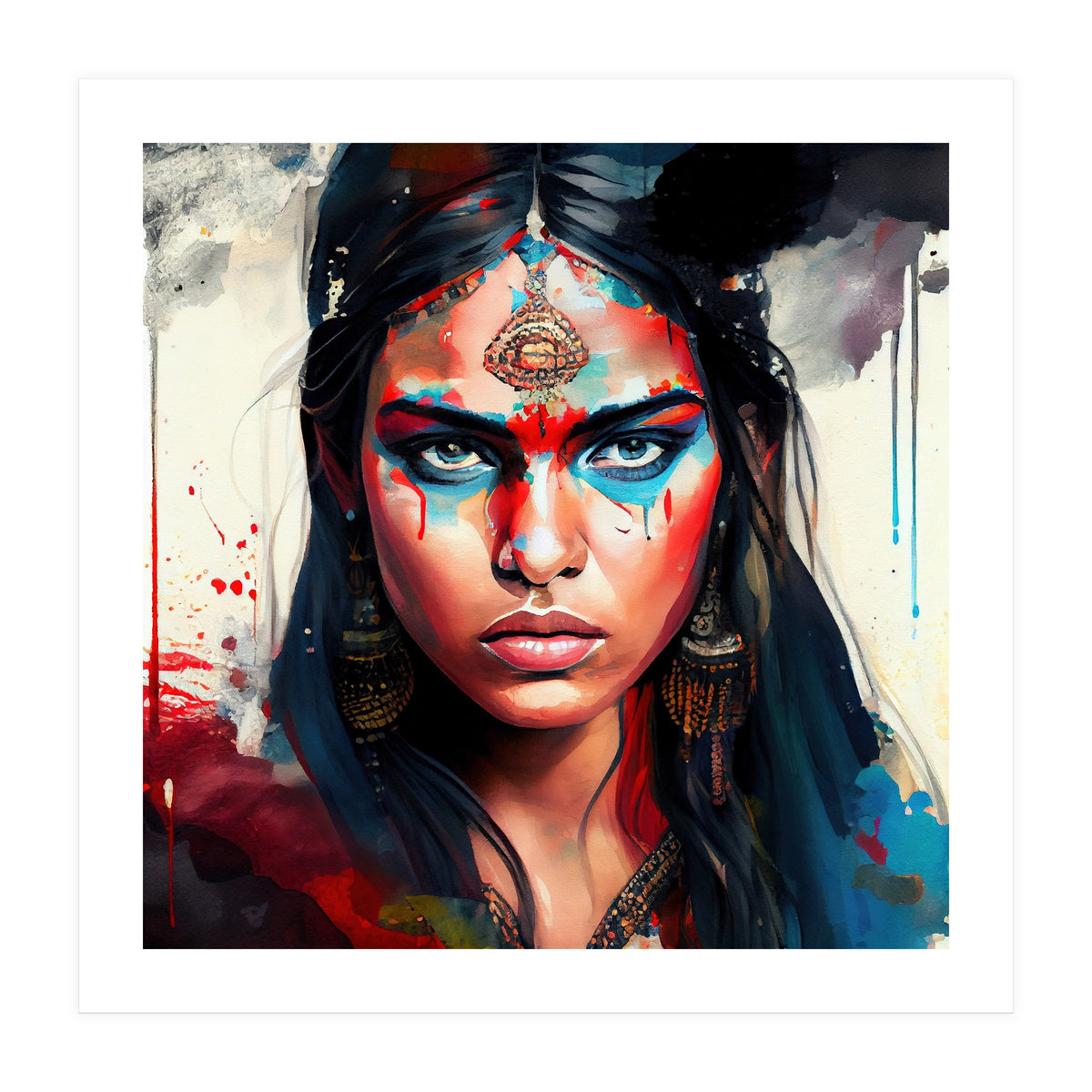 War Paint Hindu Warrior Portrait (Print Only)