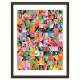 Life On A Checkboard, Abstract Maximalism Eclectic Painting, Bohemian Pop Of Color Illustration thumbnail