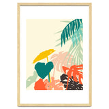 Tropical Nature, Botanical Pastel Jungle Plants Illustration, Minimal Bohemian Palm Monstera Forest thumbnail