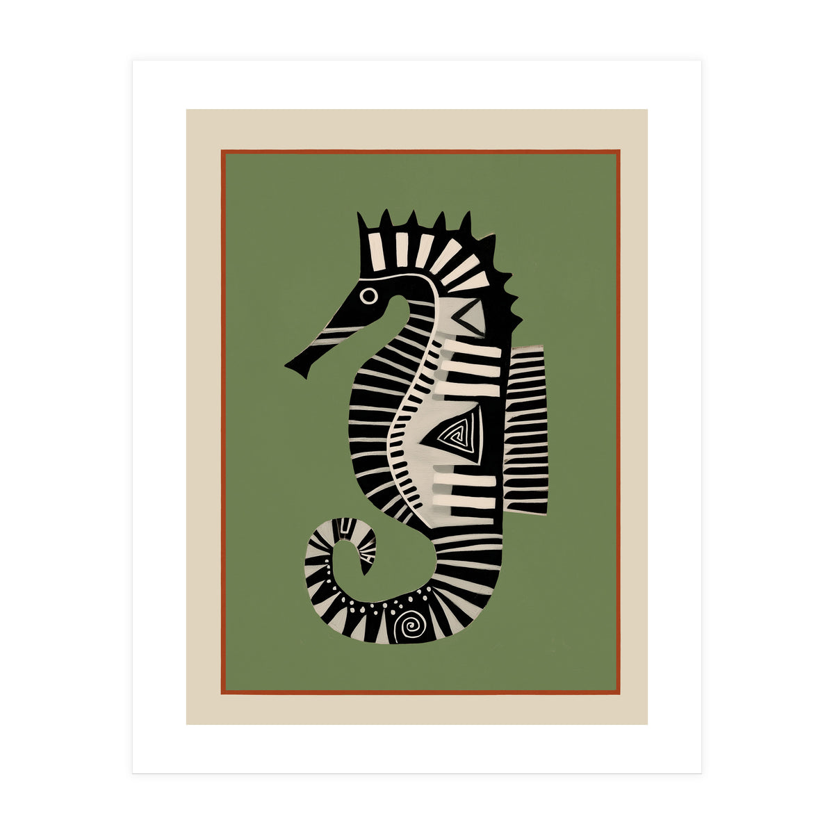 Striped Seahorse I (Print Only)