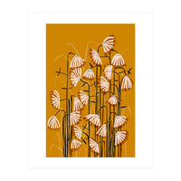 Linocut Flower Meadow Mustard Yellow (Print Only)