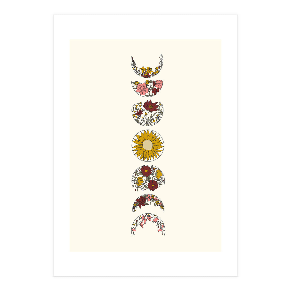 Floral Phases Of The Moon (Print Only)