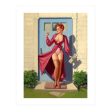 Pinup Girl With Accident At Her Door (Print Only) thumbnail