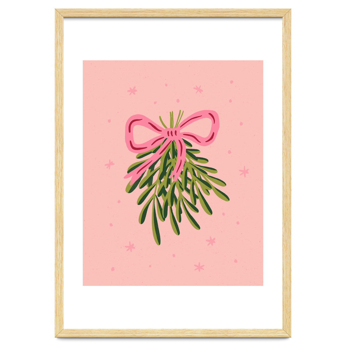 Mistletoe And Pink Bow