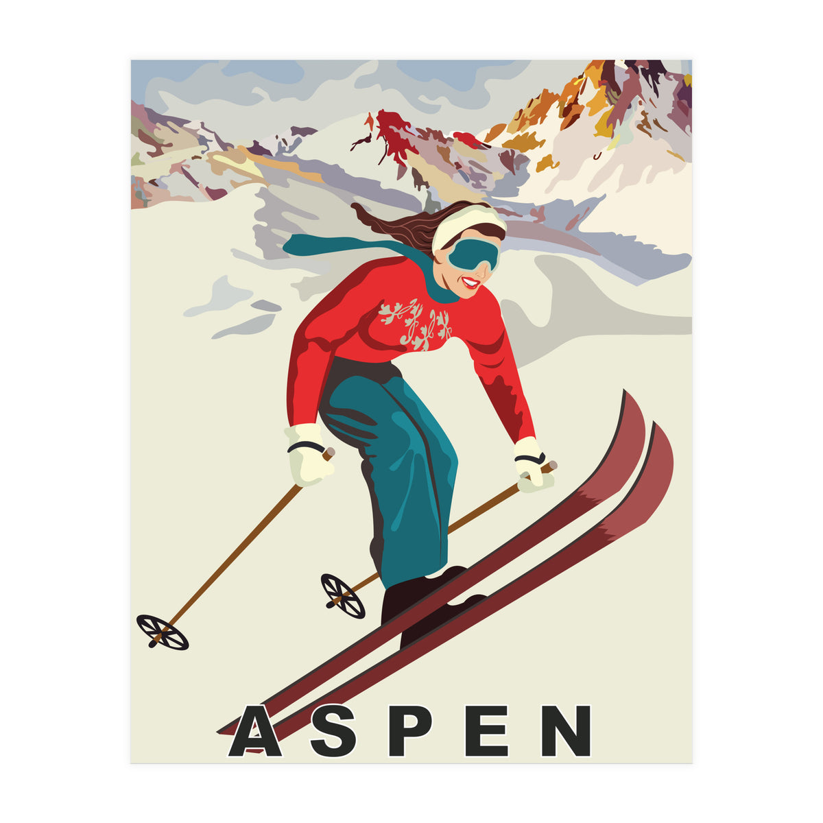 Aspen Ski Girl (Print Only)
