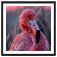 Pink Flamingo Bird Close Up Portrait
