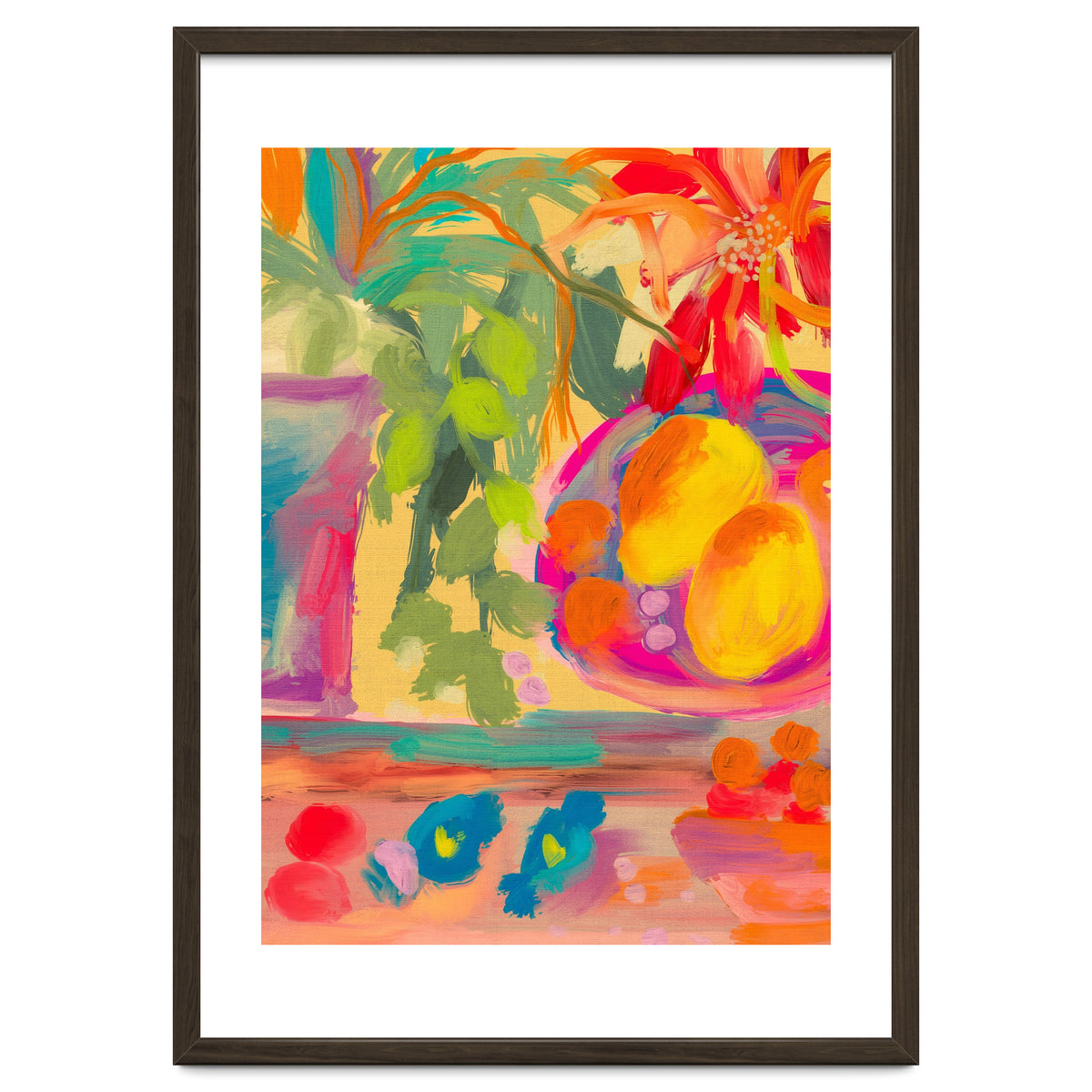 Colorful abstract summer lemons floral still life