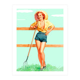 Pinup Country girl Posing With Pitchfork (Print Only) thumbnail