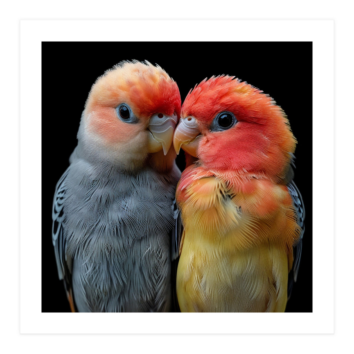 Two Lovebirds Nuzzle Together (Print Only)