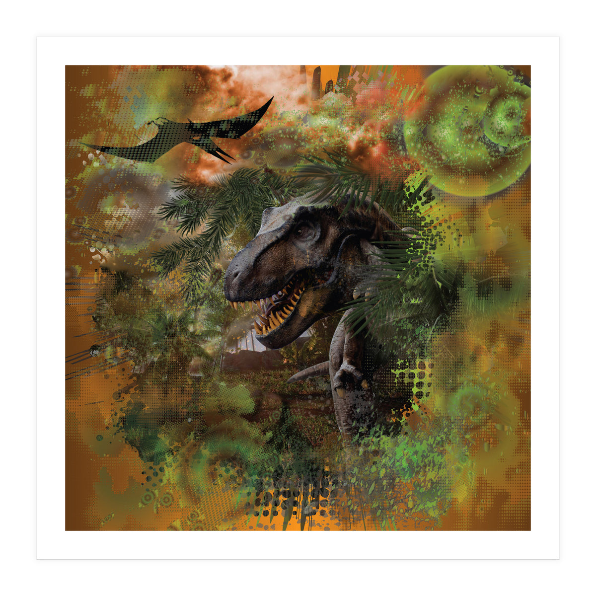 Dinosaur Jurassic T-Rex Collage (Print Only)