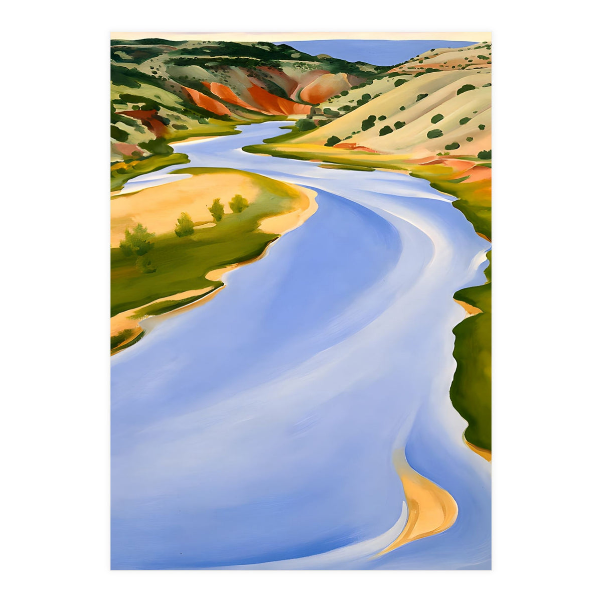 Georgia O’Keeffe – Chama River, Ghost Ranch (1937) | Serene Southwestern Landscape in Bold Modernist Forms (Print Only)